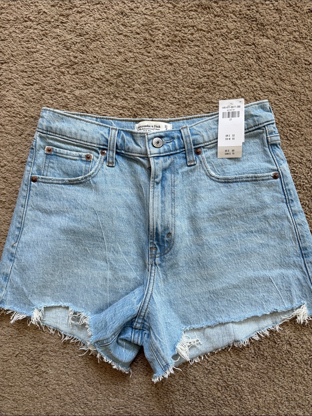 Abercrombie & Fitch 90s Relaxed Cutoff High Rise Shorts